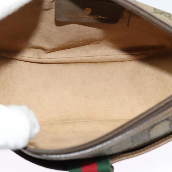 GUCCI GG Supreme Web Sherry Line Bag Pvc Beige Gold 89 02 032
